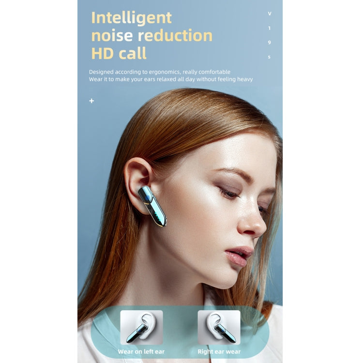 V19S Bluetooth 5.0 Auricular Bluetooth táctil de estilo empresarial con huella Digital (Azul)