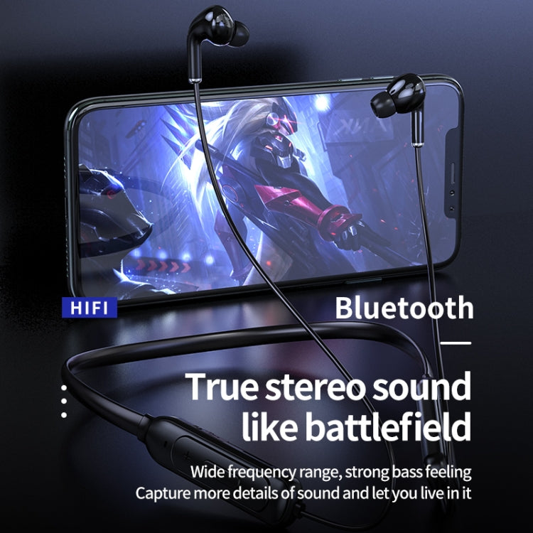 M60 8D Surround Sound Casque Bluetooth 5.1 monté sur le cou sans fil Prise en charge du mode MP3 de la carte TF (Noir)