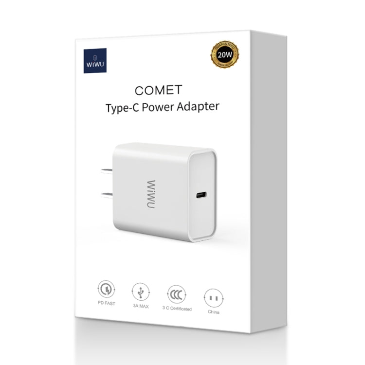 WIWU COMET RY-U56 20W Wall Charger Fast Charger Type C Power Adapter US Plug (White)