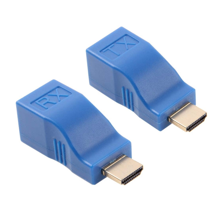 HDMI to RJ45 Extender Adapter (Receiver and Transmitter) by Cat-5e/6 Cable Transmission Distance: 30m (Blue)