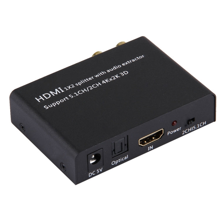 1x2 HDMI Splitter with Audio Extractor Support 5.1CH / 2CH 4Kx2K 3D