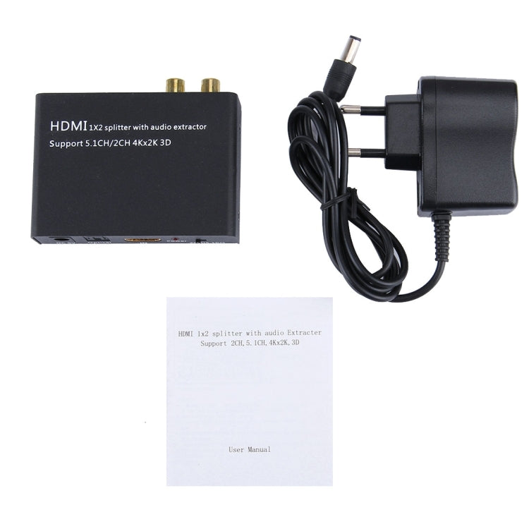 Répartiteur HDMI 1x2 avec prise en charge de l'extracteur audio 5.1CH / 2CH 4Kx2K 3D