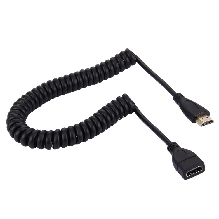 Câble adaptateur spiralé rétractable HDMI 19 broches mâle vers HDMI 19 broches femelle Le câble spiralé s'étend jusqu'à 1,5 m