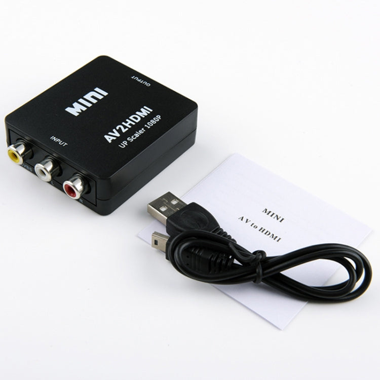 HOWEI HW-2105 Mini AV CVBS / L + R Audio Converter Adapter to HDMI Scaler Support 1080P (Black)