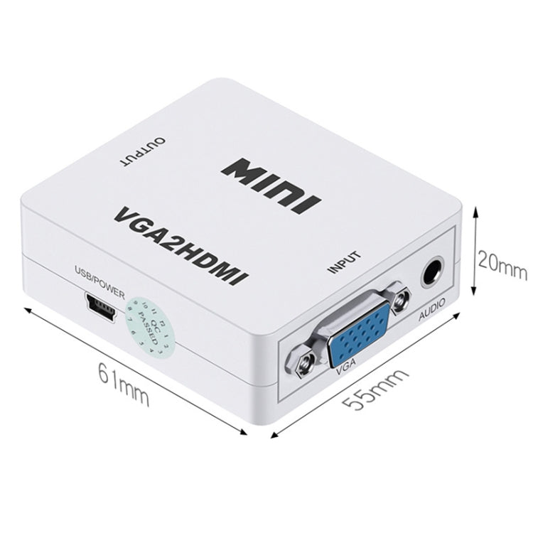 HOWEI HW-2107 HD 1080P Mini VGA to HDMI Scaler Box Audio Video Digital Converter