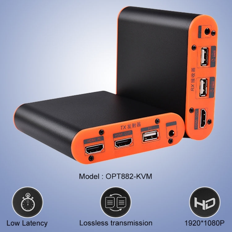 OPT882-KVM HDMI Fiber Optic Extender (Receiver and Sender) with USB Port and KVM Function Transmission Distance: 20 km (EU Plug)