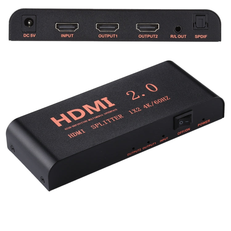 CY-041 1X2 HDMI 2.0 Splitter 4K/60Hz EU Plug