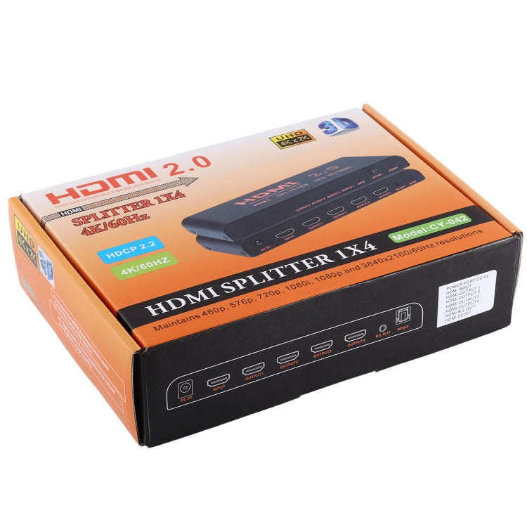 CY-042 1X4 HDMI 2.0 Splitter 4K/60Hz EU Plug