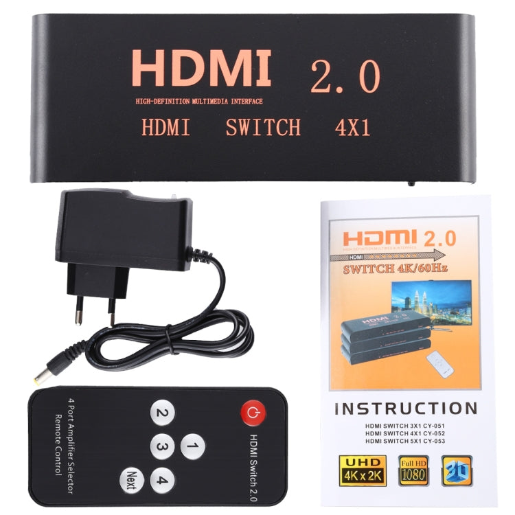 Commutateur HDMI 2.0 4X1 4K/60Hz avec télécommande Prise UE