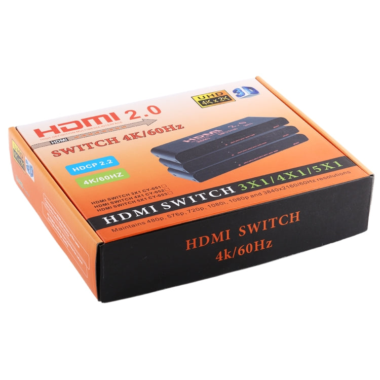 Interruptor HDMI 2.0 5X1 4K / 60Hz con Control remoto Enchufe de la UE