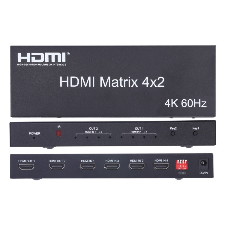 HDMI 4x2 conmutador / divisor de matriz con Controlador remoto Soporte ARC / MHL / 4KX2K / 3D 4 Puertos Entrada HDMI 2 Puertos HDMI Salida