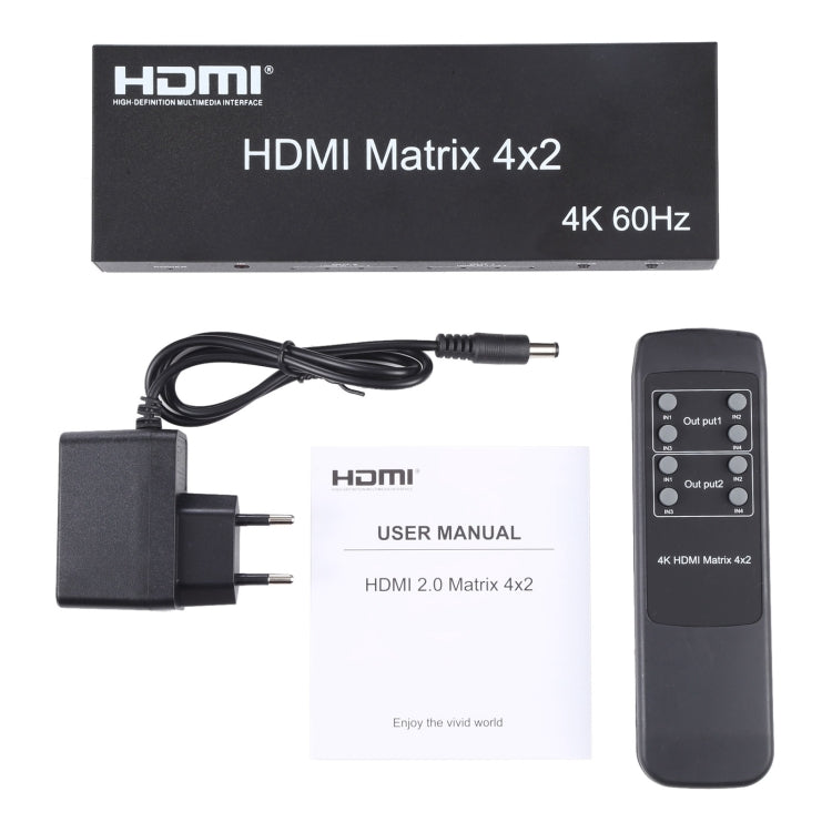 HDMI 4x2 Switcher / Matrix Splitter with Remote Controller Support ARC / MHL / 4KX2K / 3D 4 Ports HDMI Input 2 Ports HDMI Output