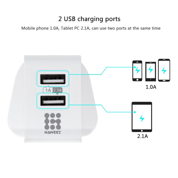 9 PCS HAWEEL UK Plug 2 Ports USB Kits de Chargeur de Voyage 1A/2.1A avec Présentoir pour iPhone Galaxy Huawei Xiaomi LG HTC et autres Smartphones