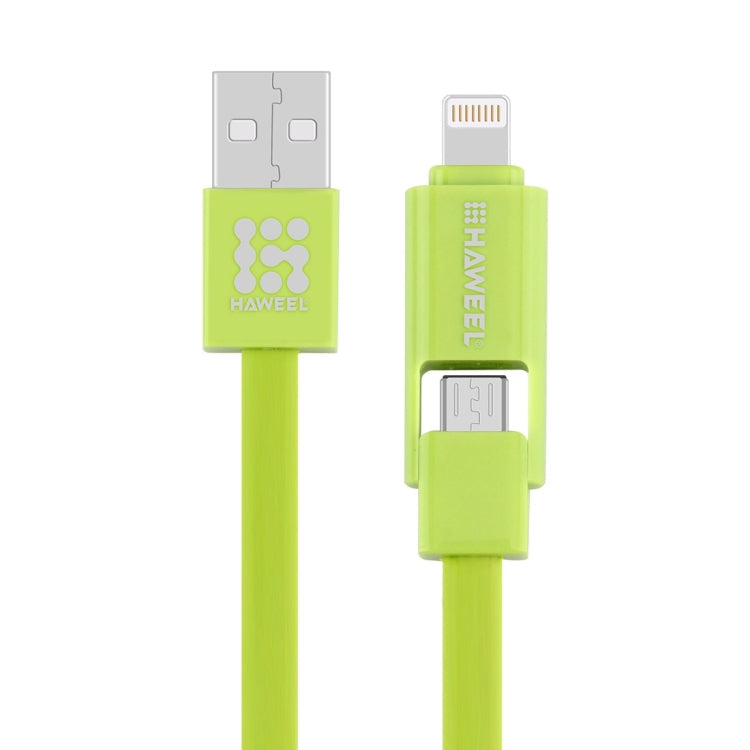 HAWEEL 2 in 1 Micro USB and 8 Pin to USB Data Sync Charging Cable for iPhone Galaxy Huawei Xiaomi LG HTC and Other Smartphones Length: 1m (Green)