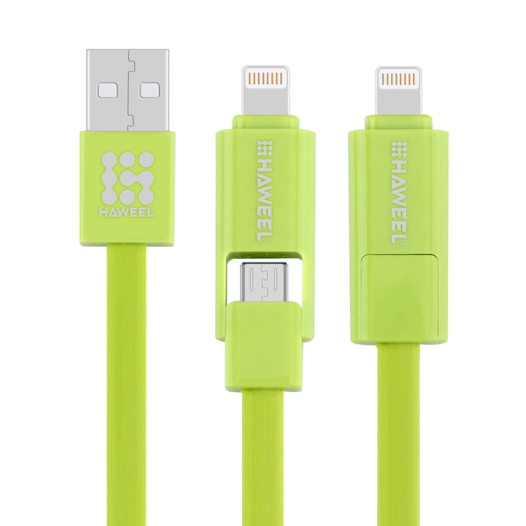 HAWEEL 2 in 1 Micro USB and 8 Pin to USB Data Sync Charging Cable for iPhone Galaxy Huawei Xiaomi LG HTC and Other Smartphones Length: 1m (Green)