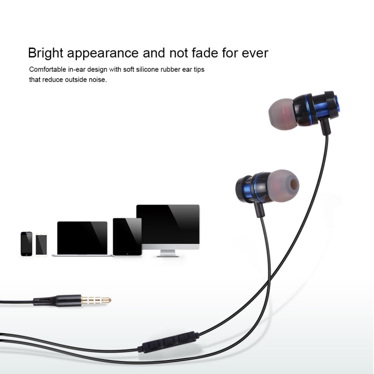 HAWEEL Pure Voice Écouteurs intra-auriculaires avec tête en métal Jack 3,5 mm avec micro et contrôle de ligne pour iPhone Galaxy Huawei Xiaomi LG HTC et autres téléphones intelligents (Bleu)