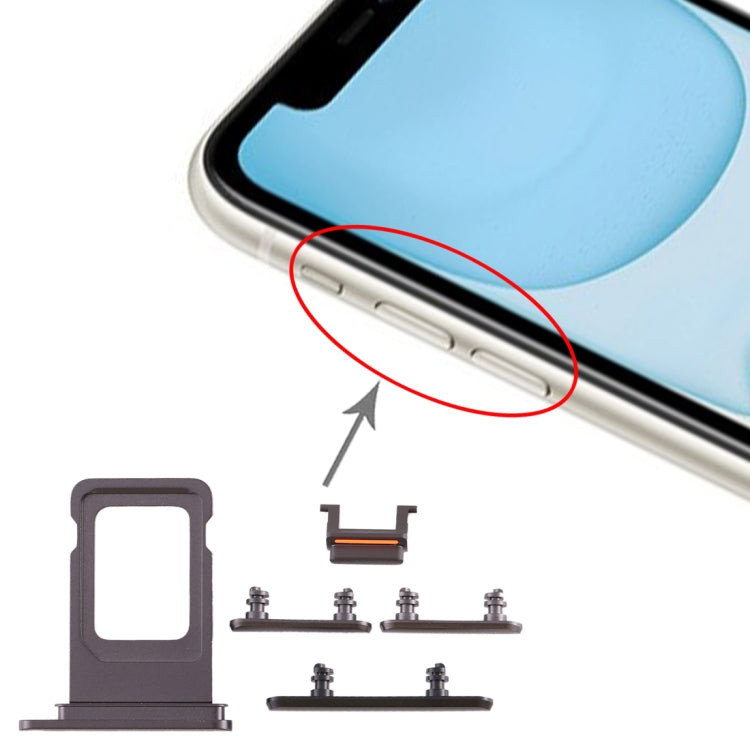 Tiroir Carte SIM + Touche Latérale pour iPhone 11 (Noir)