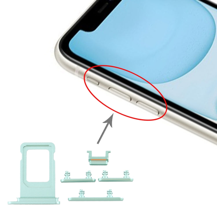 Tiroir Carte SIM + Touche Latérale pour iPhone 11 (Vert)