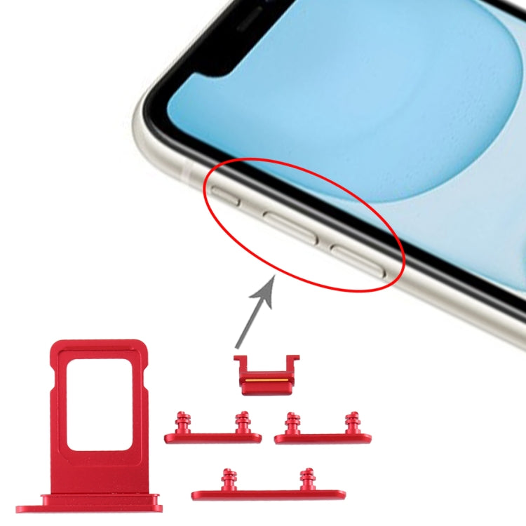 Tiroir Carte SIM + Touche Latérale pour iPhone 11 (Rouge)