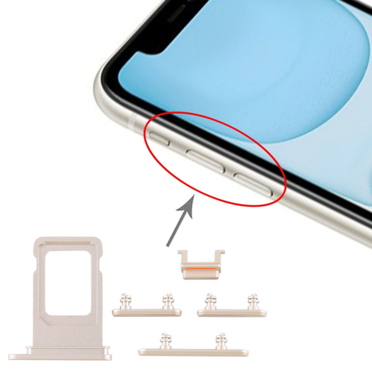 Tiroir carte SIM + touche latérale pour iPhone 11 (Blanc)