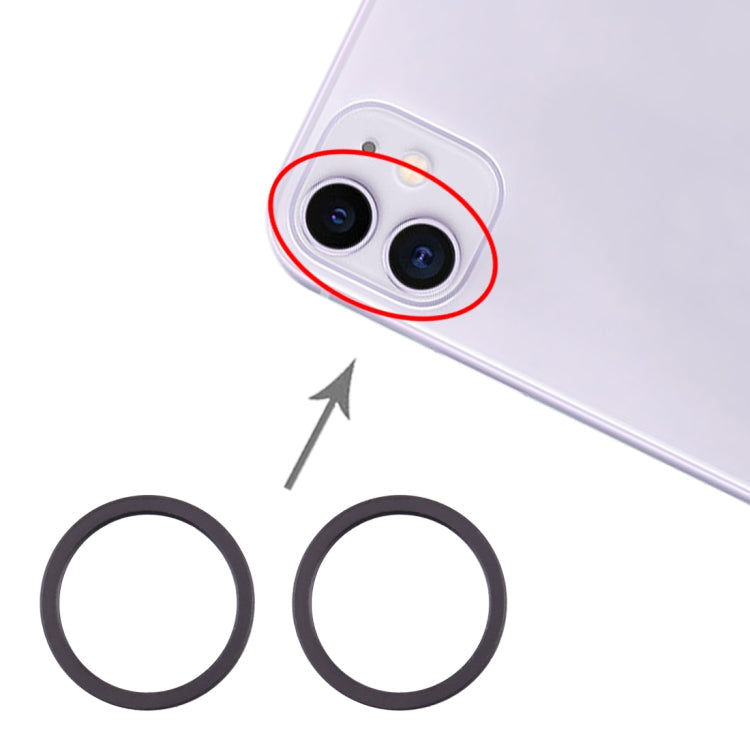 Anillo de aro Protector de Metal con Lente de Cristal de Cámara Trasera de 2 Piezas Para iPhone 11 (Negro)
