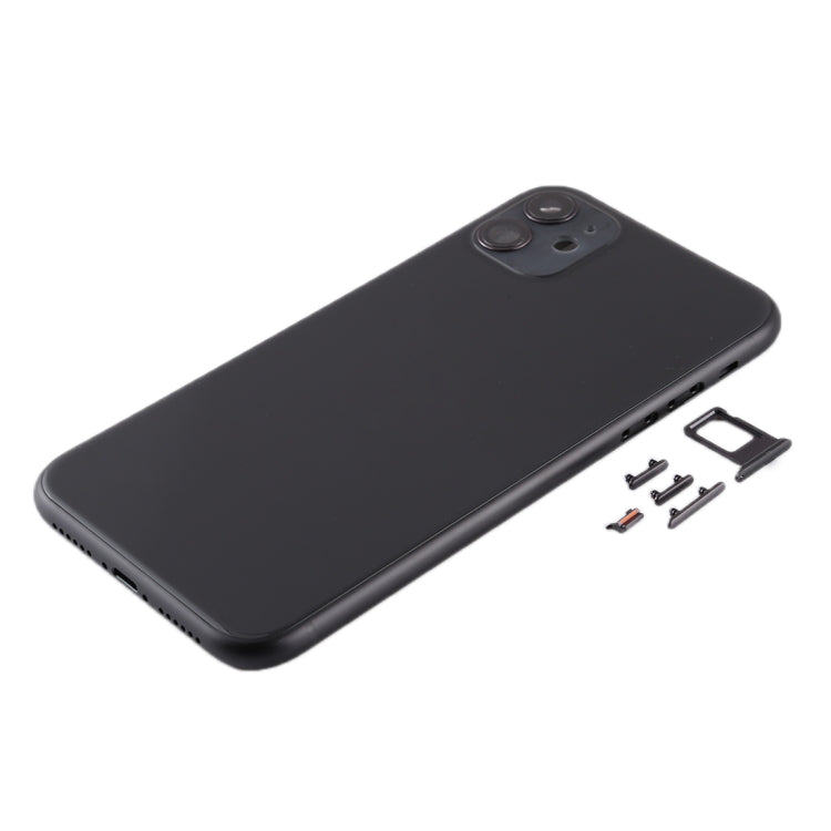 Back Housing Cover with SIM Card Tray and Side Keys and Camera Lens for iPhone 11 (Black)