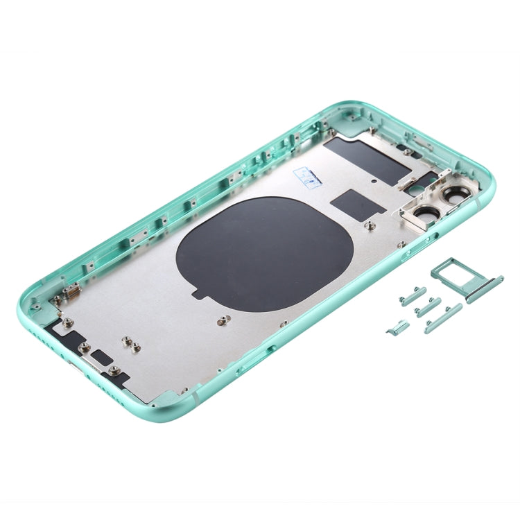 Back Housing Cover with SIM Card Tray and Side Keys and Camera Lens for iPhone 11 (Green)