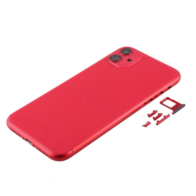 Cubierta de la Carcasa Trasera con Bandeja de Tarjeta SIM y Teclas Laterales y Lente de Cámara Para iPhone 11 (Rojo)