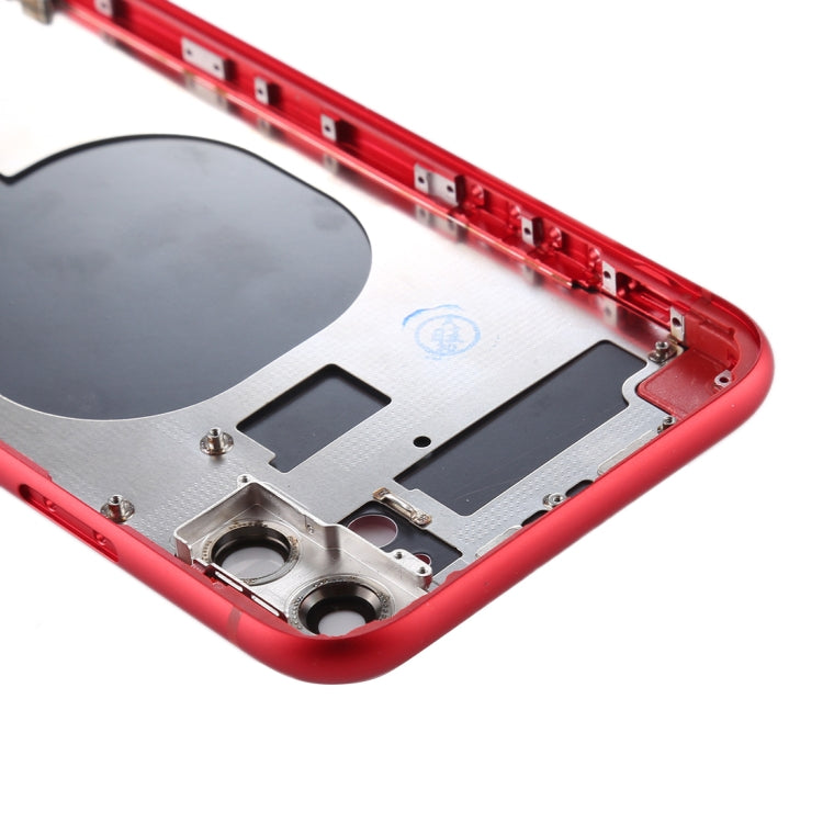 Coque arrière avec plateau pour carte SIM et touches latérales et objectif de l'appareil photo pour iPhone 11 (rouge)