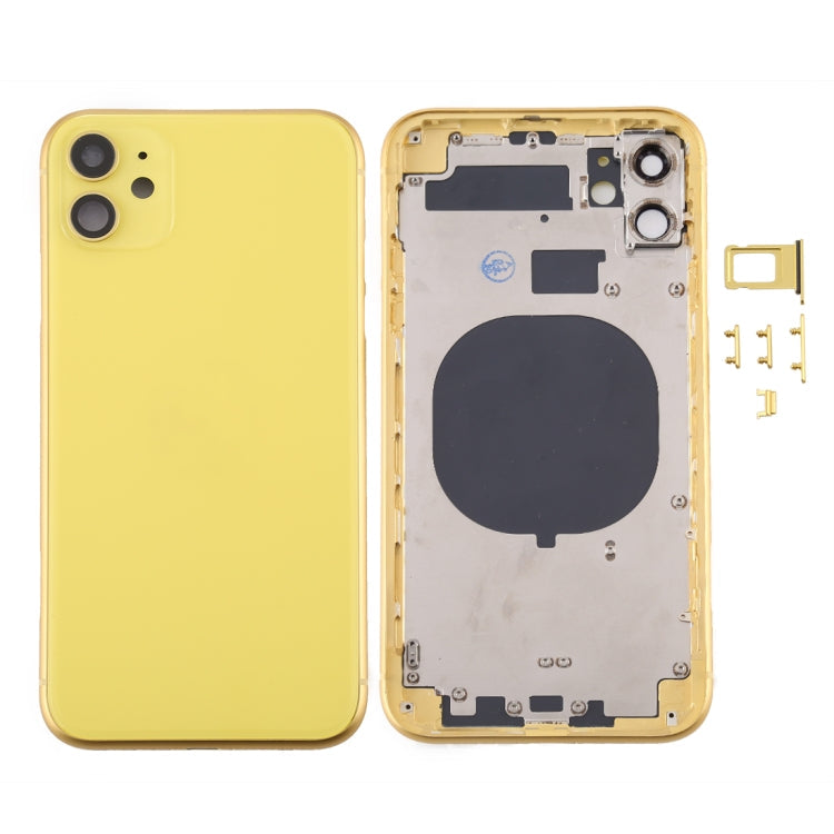 Back Housing Cover with SIM Card Tray and Side Keys and Camera Lens for iPhone 11 (Yellow)