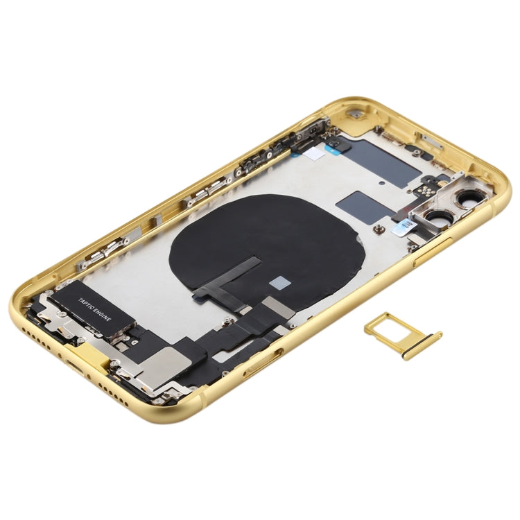 Battery Back Cover Assembly (with Side Keys &amp; Power Button + Volume Button Flex Cable &amp; Wireless Charging Module &amp; Motor &amp; Charging Port &amp; Speaker &amp; Camera Lens Band) For iPhone 11 (Yellow)