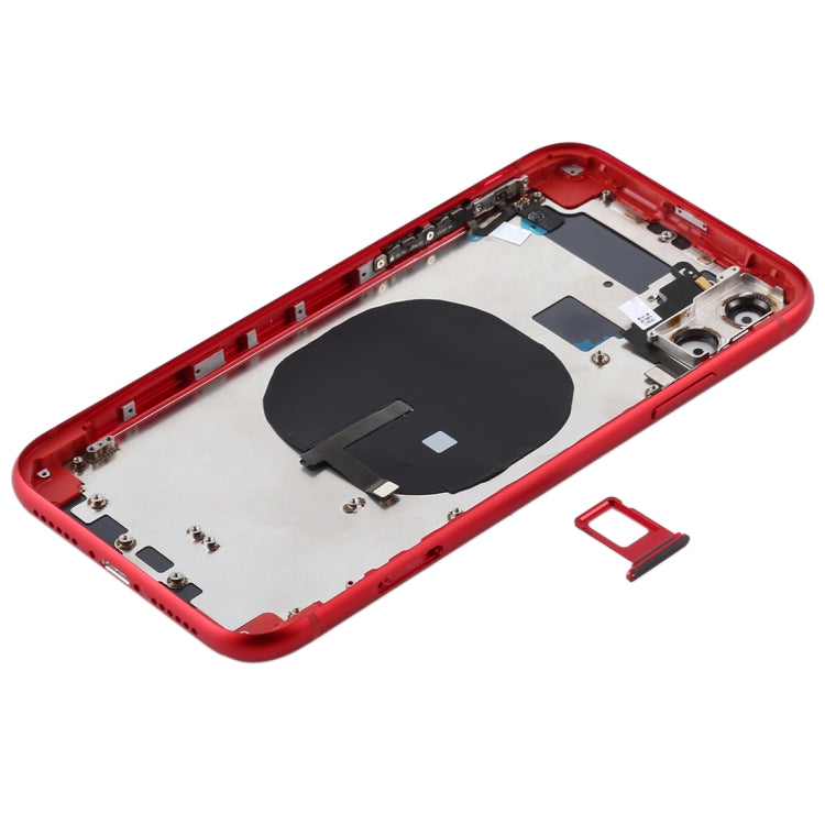 Battery Back Cover (with Side Keys Card Tray Power + Volume Flex Cable and Wireless Charging Module) for iPhone 11 (Red)