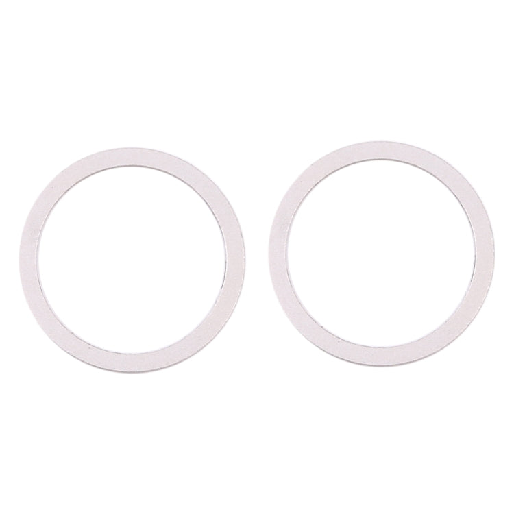 2 Pieces Back Camera Glass Lens Metal Protective Hoop Ring for iPhone 12 (White)