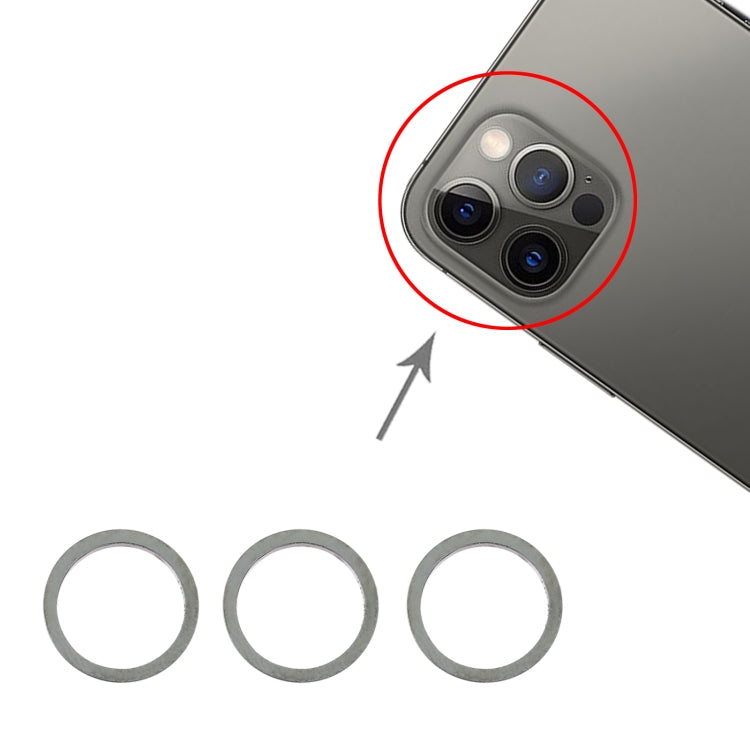 3 pièces anneau de protection en métal pour lentille en verre de caméra arrière pour iPhone 12 Pro (bleu d'eau)