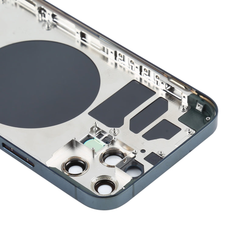 Coque arrière avec touches latérales du plateau de carte SIM et objectif de l'appareil photo pour iPhone 12 Pro (Bleu)