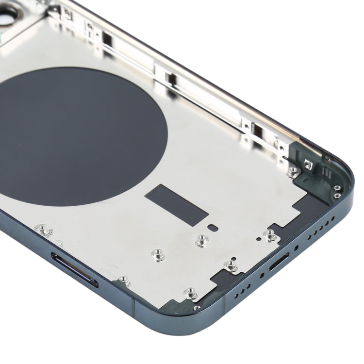 Coque arrière avec touches latérales du plateau de carte SIM et objectif de l'appareil photo pour iPhone 12 Pro (Bleu)