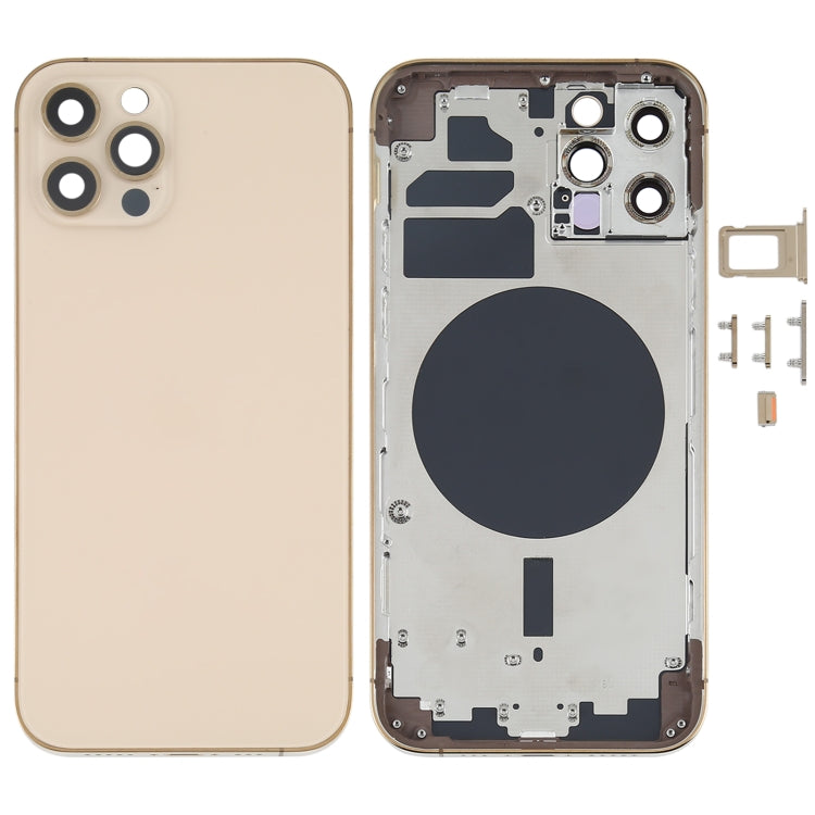 Back Housing Cover with SIM Card Tray Side Keys and Camera Lens for iPhone 12 Pro (Gold)
