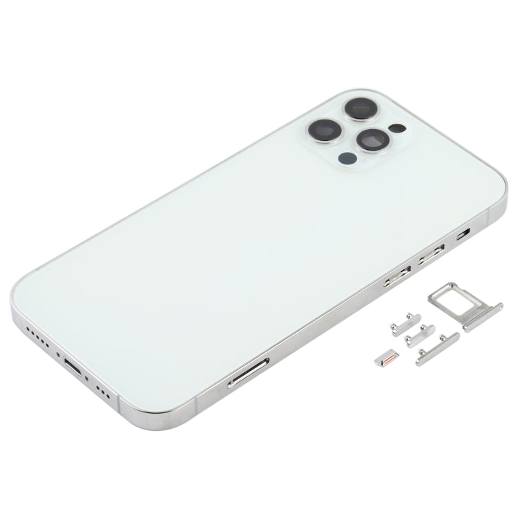 Coque arrière avec plateau pour carte SIM et touches latérales et objectif de l'appareil photo pour iPhone 12 Pro (Blanc)