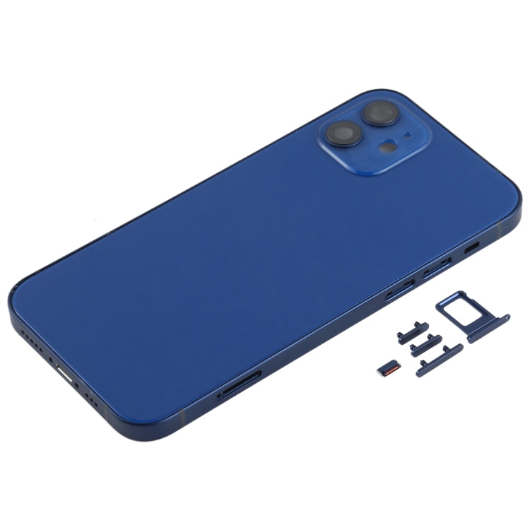 Coque arrière avec plateau de carte SIM, touches latérales et objectif de l'appareil photo pour iPhone 12 (bleu)