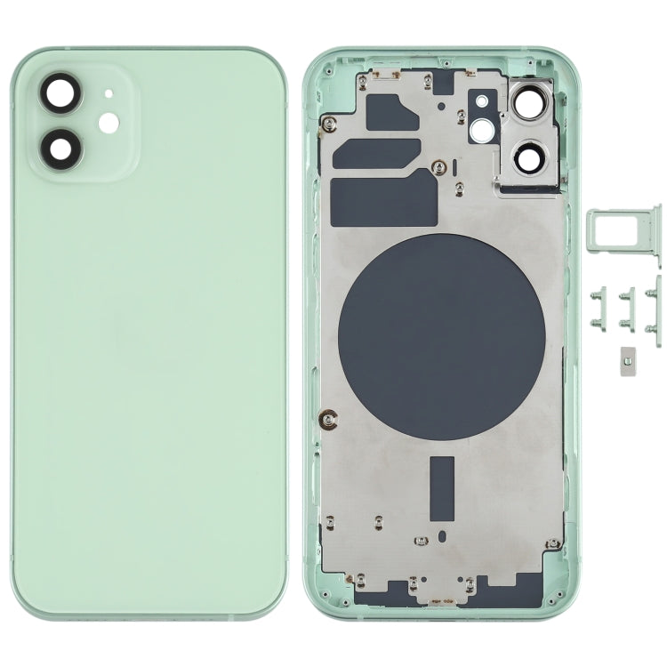 Back Housing Cover with SIM Card Tray Side Keys and Camera Lens for iPhone 12 (Green)