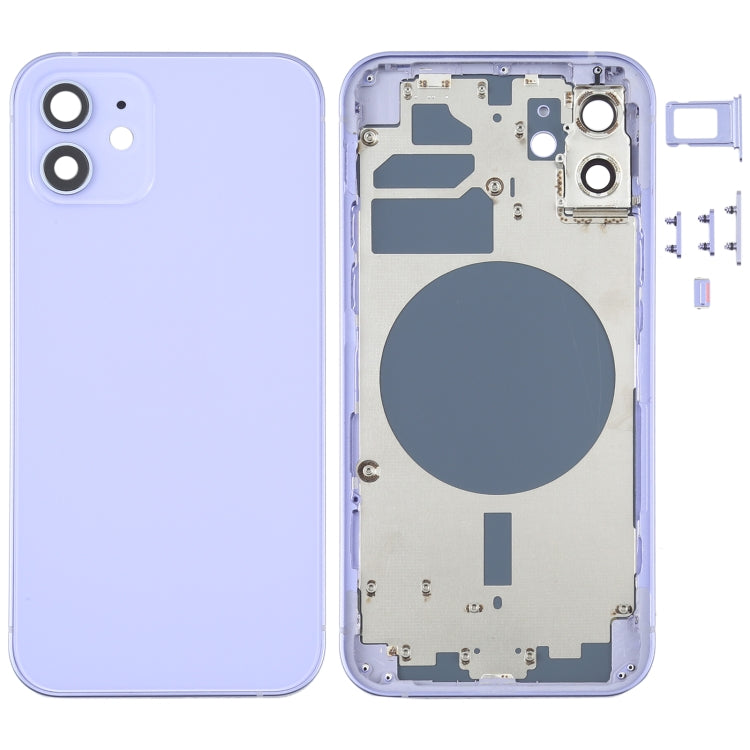 Coque arrière avec plateau pour carte SIM et touches latérales et objectif de l'appareil photo pour iPhone 12 (Violet)