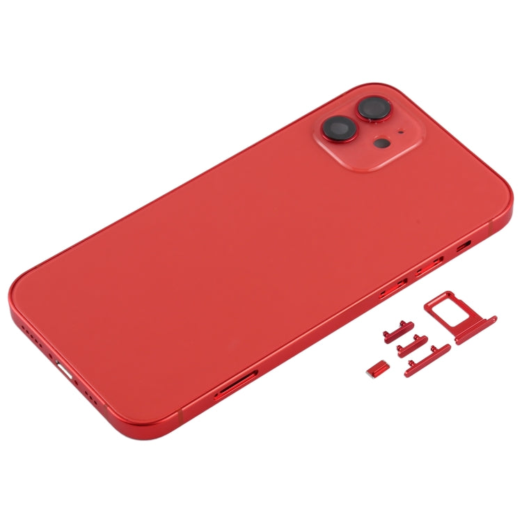Coque arrière avec plateau de carte SIM, touches latérales et objectif de l'appareil photo pour iPhone 12 (rouge)