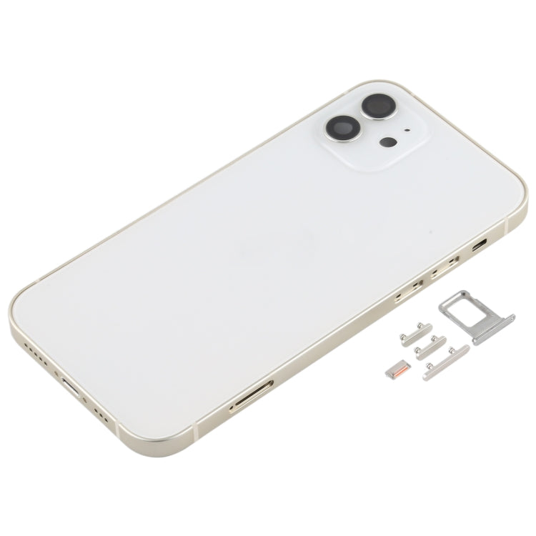 Coque arrière avec plateau de carte SIM, touches latérales et objectif de l'appareil photo pour iPhone 12 (Blanc)