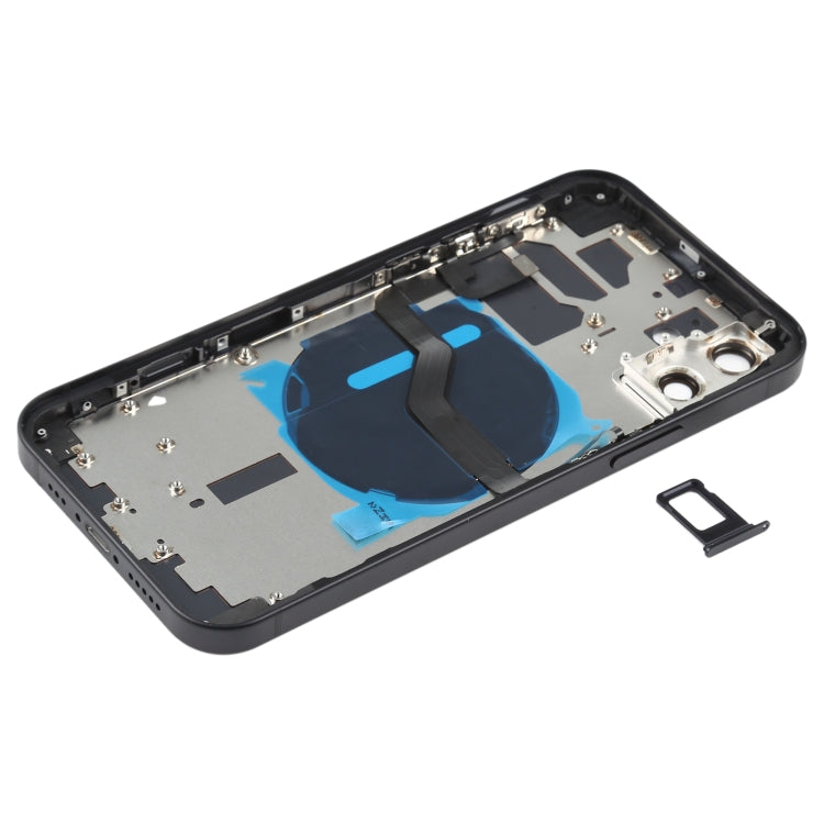 Back Battery Cover (with Side Keys and Card Tray and Power + Volume Flex Cable Wireless Charging Module) for iPhone 12 (Black)