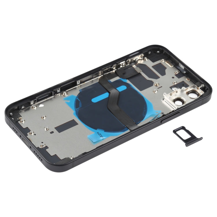 Tapa Trasera de la Batería (con llaves Laterales y Bandeja de Tarjetas y Power + Volumen Flex Cable Wireless Carging Module) Para iPhone 12 (Negro)