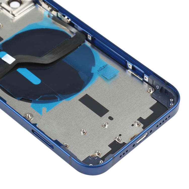 Tapa Trasera de la Batería (con llaves Laterales y Bandejas de Tarjetas y Power + Volumen Flex Cable Wireless Carging Module) Para iPhone 12 (Azul)