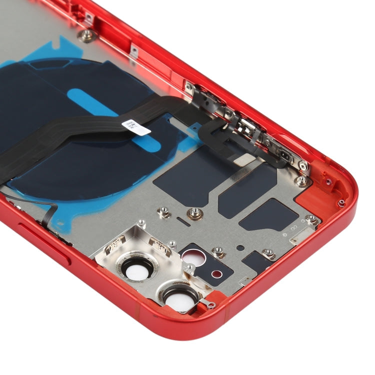 Back Battery Cover (with Side Keys and Card Trays and Power + Volume Flex Cable and Wireless Charging Module) for iPhone 12 (Red)