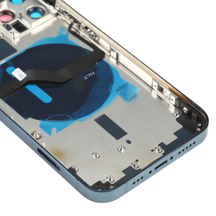 Coque arrière de batterie (avec touches latérales et plateau de carte et module de charge sans fil Power + Volume Flex Cable) pour iPhone 12 Pro (Bleu)