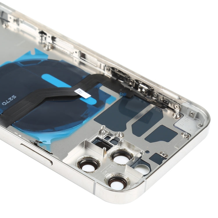 Coque arrière de batterie (avec touches latérales et plateau de carte et module de charge d'alimentation + volume et charge sans fil) pour iPhone 12 Pro (Blanc)