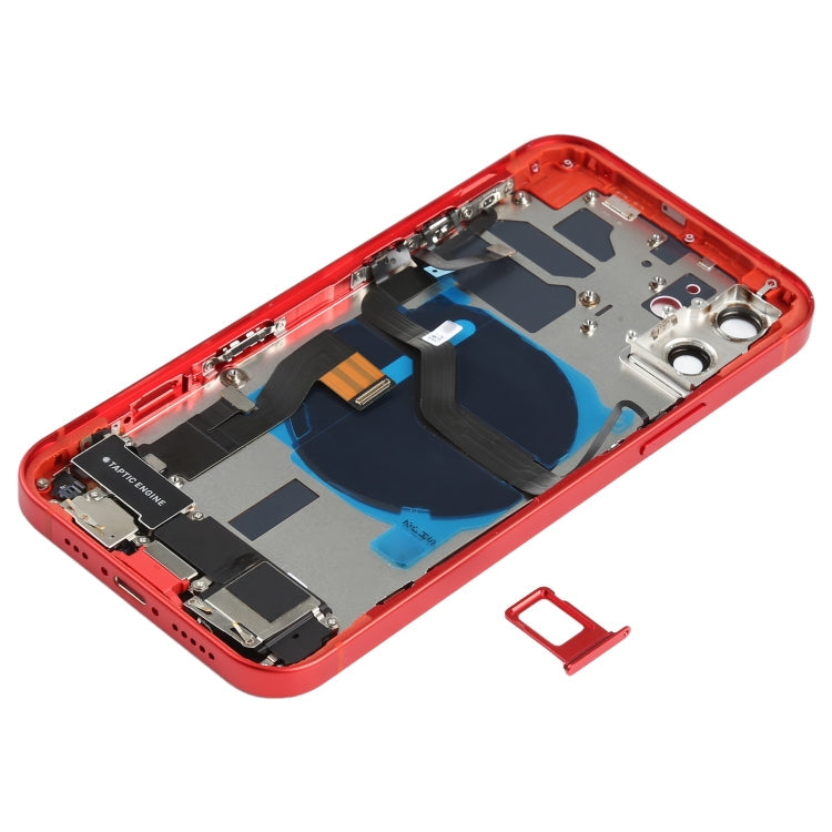 Back Battery Cover Assembly (with Side Keys &amp; Speaker &amp; Speaker Motor &amp; Camera Camera &amp; Power Button + Volume Button + Charging Port &amp; Wireless Charging Module) for iPhone 12 (Red)